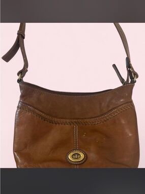 Triumph Tan Leather Shoulder Bag with Braided Detail